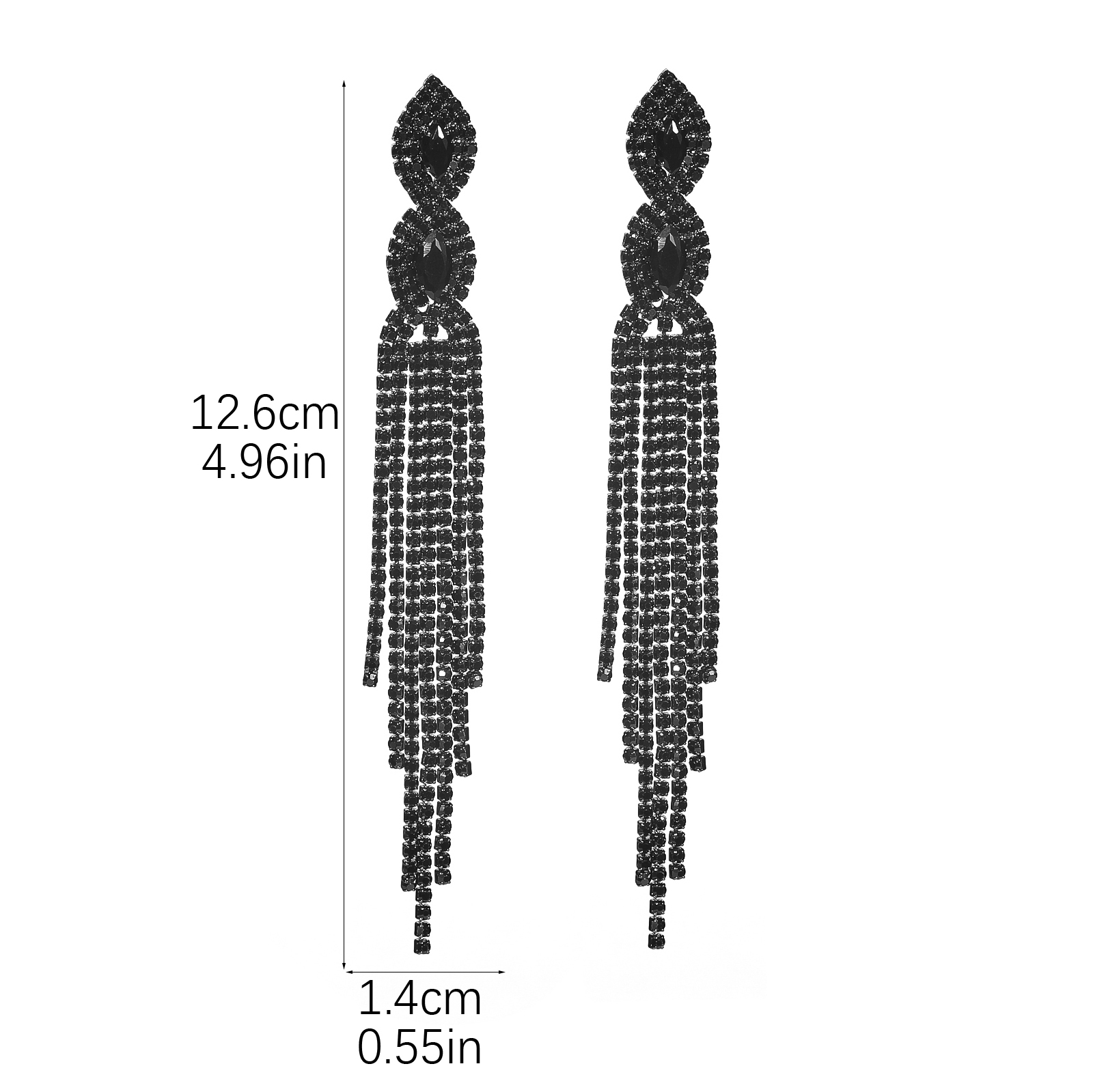 1 Pair Elegant Glam Tassel Inlay Alloy Rhinestones Drop Earrings display picture 8