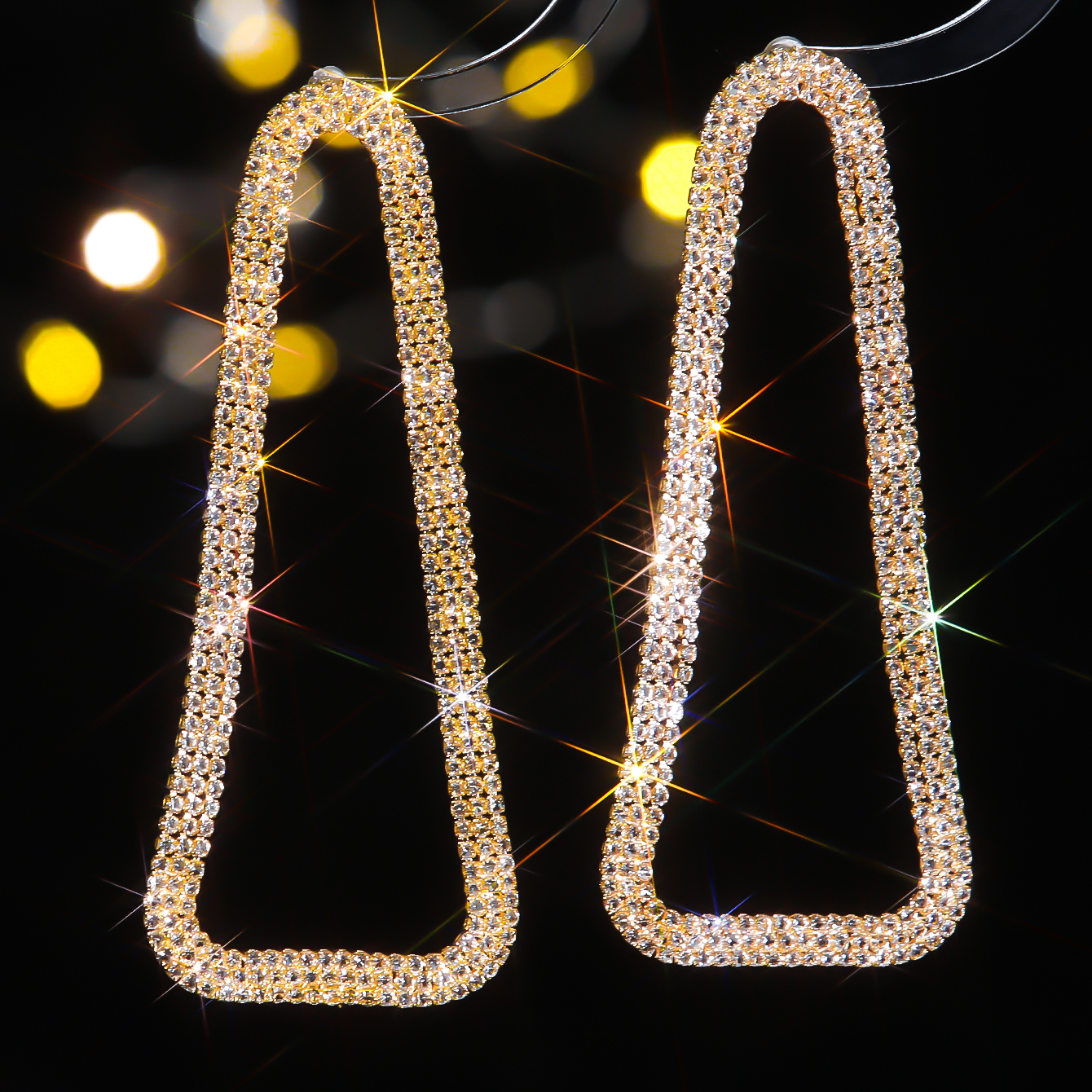 1 Pair Elegant Glam Geometric Inlay Alloy Rhinestones Drop Earrings display picture 5