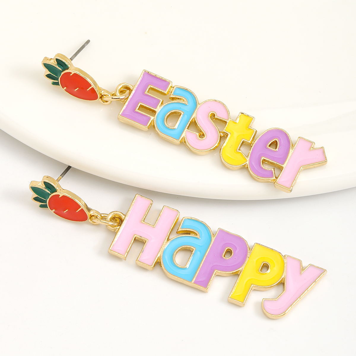 1 Pair Cute Rabbit Letter Tassel Plating Inlay Alloy Rhinestones Drop Earrings display picture 5