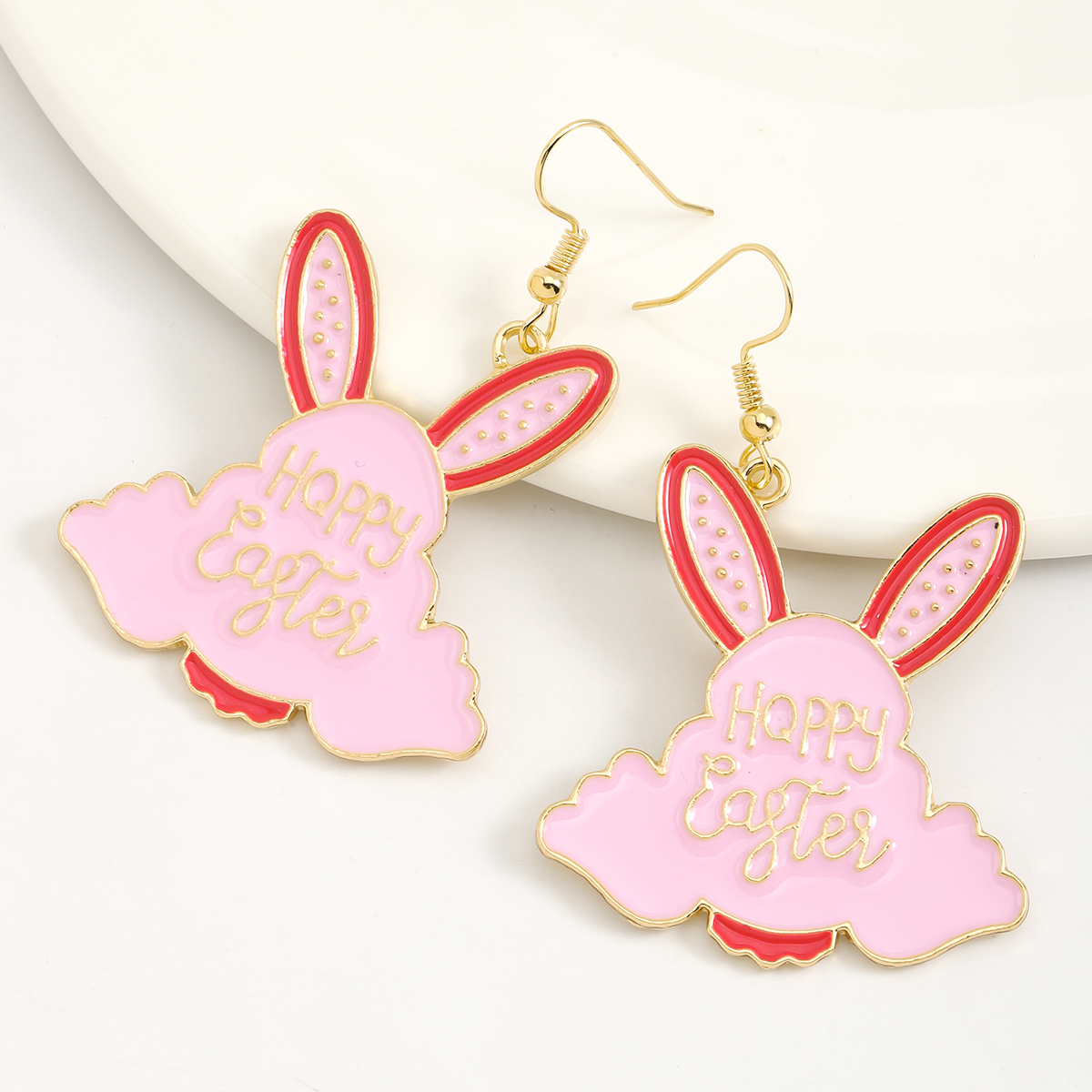 1 Pair Cute Rabbit Letter Tassel Plating Inlay Alloy Rhinestones Drop Earrings display picture 6