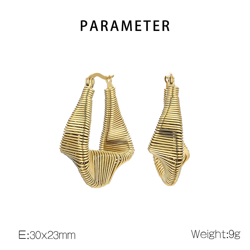 1 Pair Simple Style Geometric Irregular Titanium Steel 18K Gold Plated Hoop Earrings display picture 1