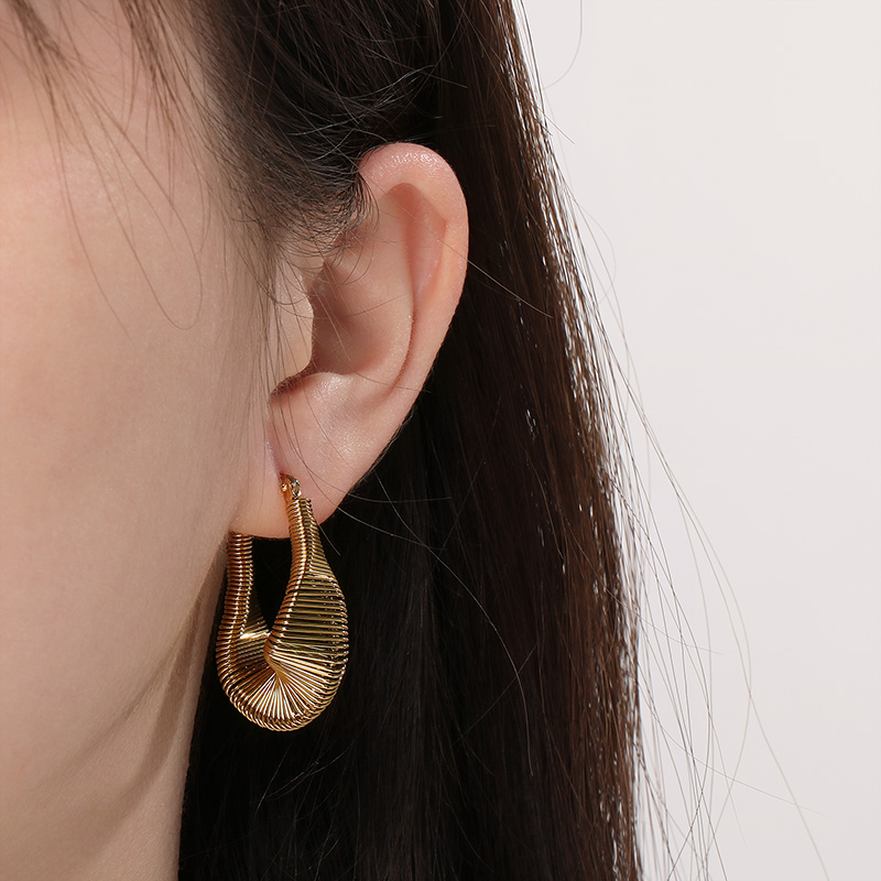 1 Pair Simple Style Geometric Irregular Titanium Steel 18K Gold Plated Hoop Earrings display picture 2