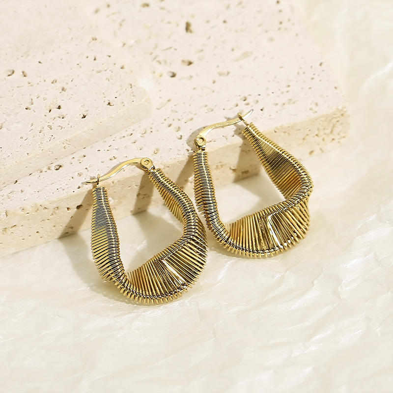 1 Pair Simple Style Geometric Irregular Titanium Steel 18K Gold Plated Hoop Earrings display picture 10