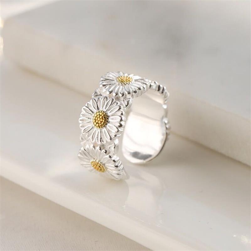 Copper Silver Plated Basic Simple Style Commute Plating Daisy Open Rings display picture 1