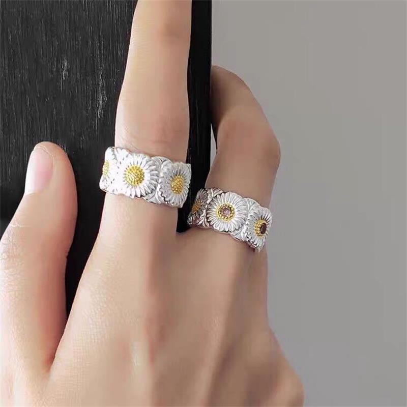 Copper Silver Plated Basic Simple Style Commute Plating Daisy Open Rings display picture 4