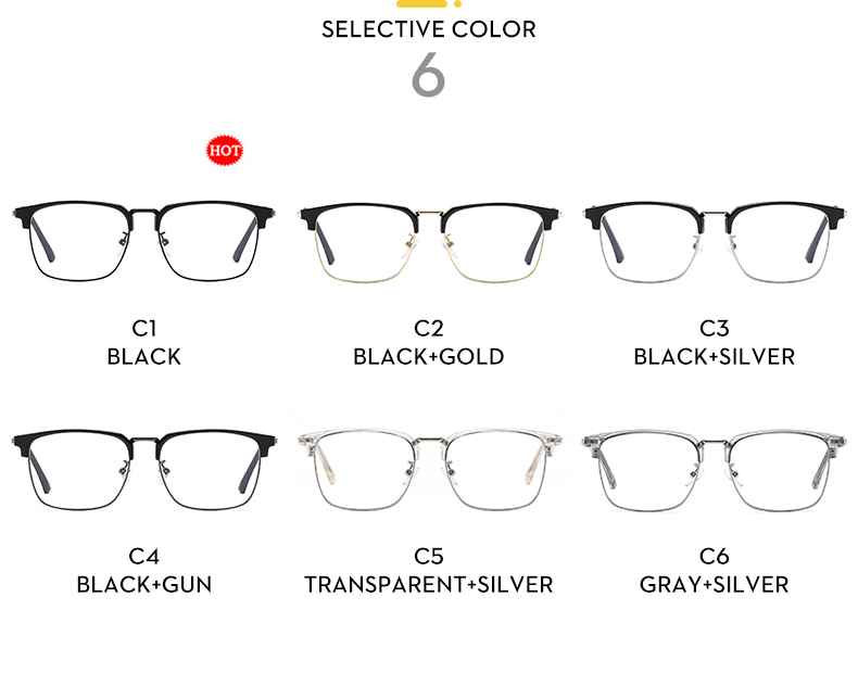Estilo Clásico Color Sólido C.a. Cuadrado Fotograma Completo Gafas Ópticas display picture 12