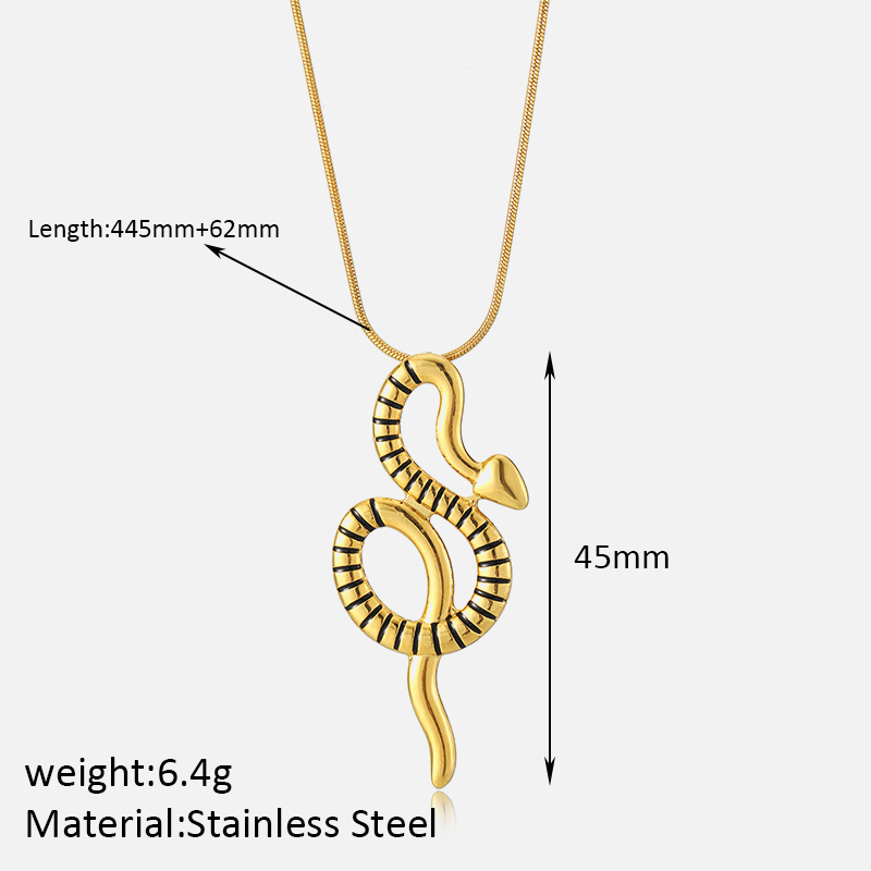 Stainless Steel Elegant Simple Style Plating Snake Pendant Necklace display picture 12