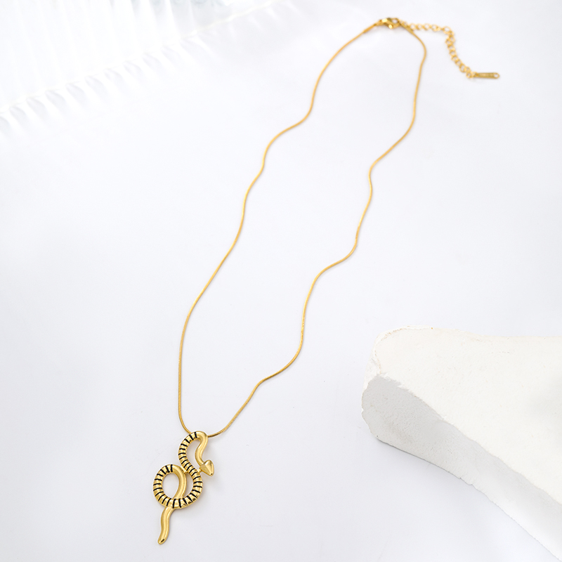 Stainless Steel Elegant Simple Style Plating Snake Pendant Necklace display picture 13