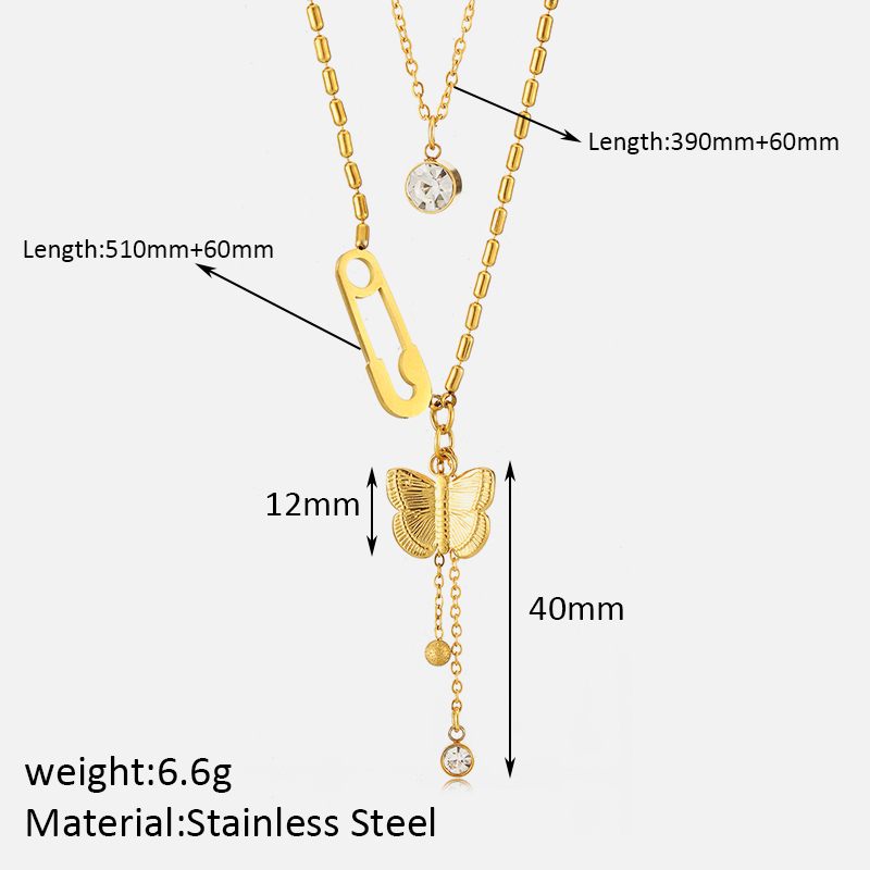Stainless Steel Elegant Plating Inlay Solid Color Butterfly Zircon Pendant Necklace display picture 12