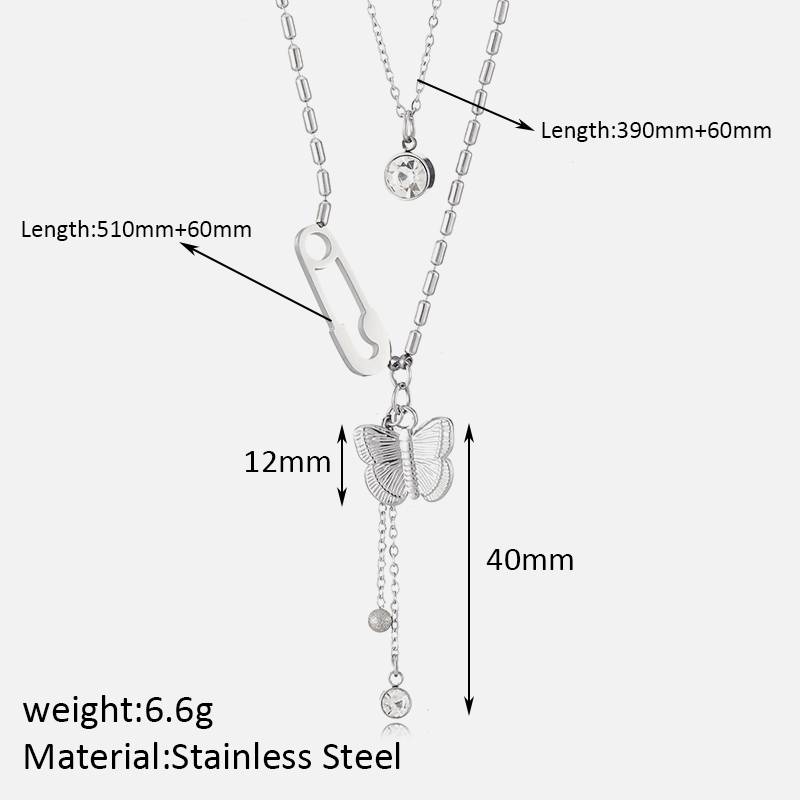 Stainless Steel Elegant Plating Inlay Solid Color Butterfly Zircon Pendant Necklace display picture 15