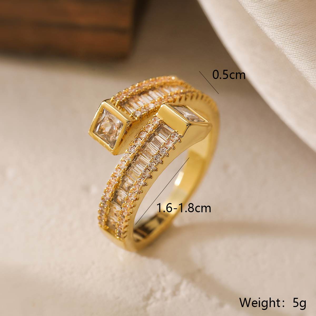 Wholesale Simple Style Geometric Solid Color Copper Plating Inlay Zircon Open Rings display picture 2
