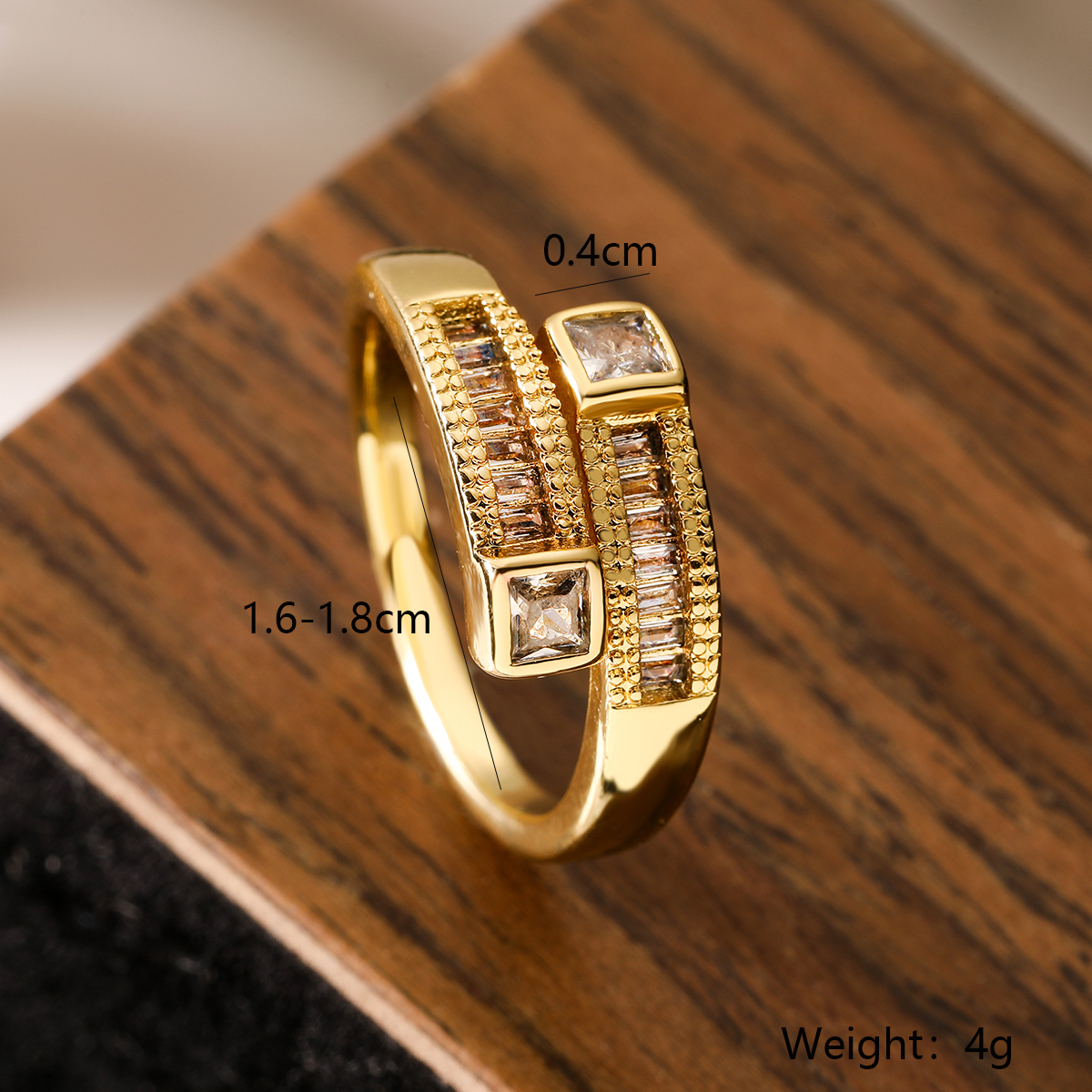 Wholesale Simple Style Geometric Solid Color Copper Plating Inlay Zircon Open Rings display picture 3