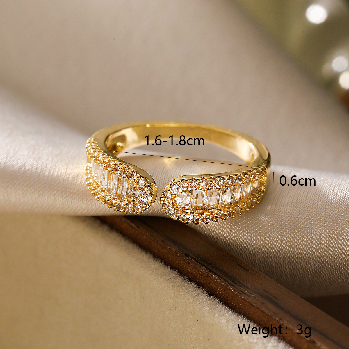 Wholesale Simple Style Geometric Solid Color Copper Plating Inlay Zircon Open Rings display picture 8