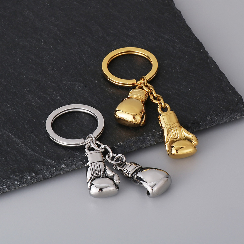 Simple Style Boxing Gloves Key Lock Titanium Steel Plating 18K Gold Plated Bag Pendant Keychain display picture 5