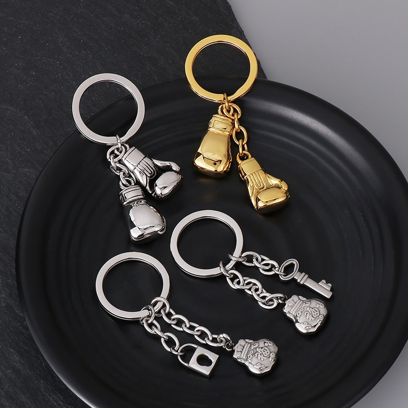Simple Style Boxing Gloves Key Lock Titanium Steel Plating 18K Gold Plated Bag Pendant Keychain display picture 8