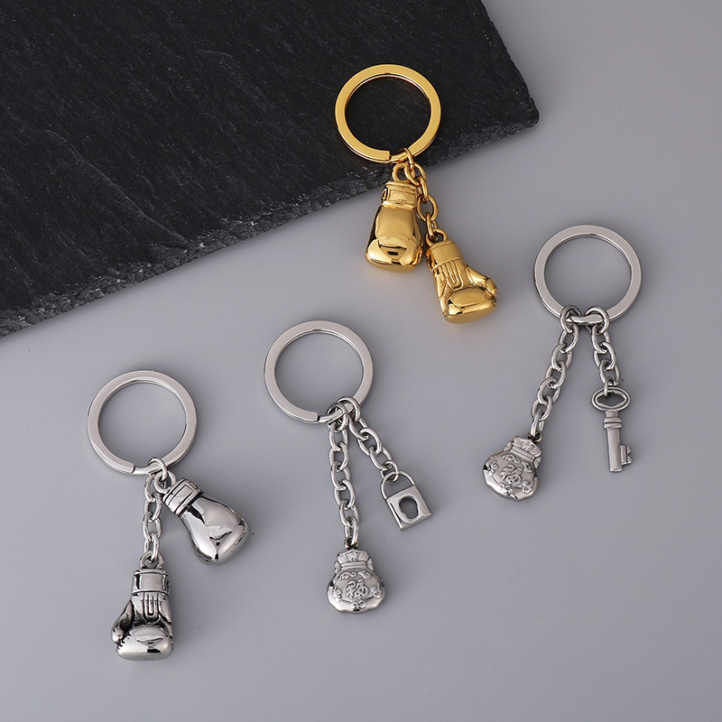 Simple Style Boxing Gloves Key Lock Titanium Steel Plating 18K Gold Plated Bag Pendant Keychain display picture 9