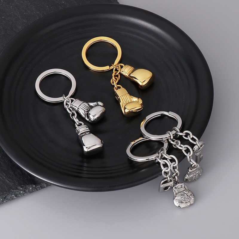 Simple Style Boxing Gloves Key Lock Titanium Steel Plating 18K Gold Plated Bag Pendant Keychain display picture 10
