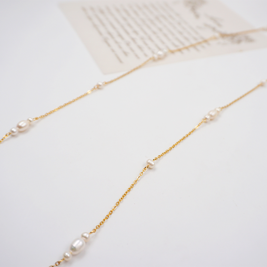 Edelstahl 304 Süßwasserperle Titan Stahl Vergoldet Barocker Stil Ferien Perlen Überzug Geometrisch Halskette display picture 8