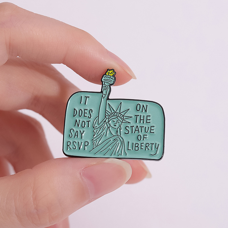 Cute Cartoon Character Statue Of Liberty Alloy Plating Unisex Brooches display picture 2