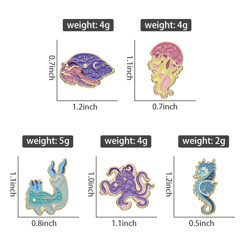 Cute Conch Hippocampus Octopus Alloy Plating Unisex Brooches display picture 1