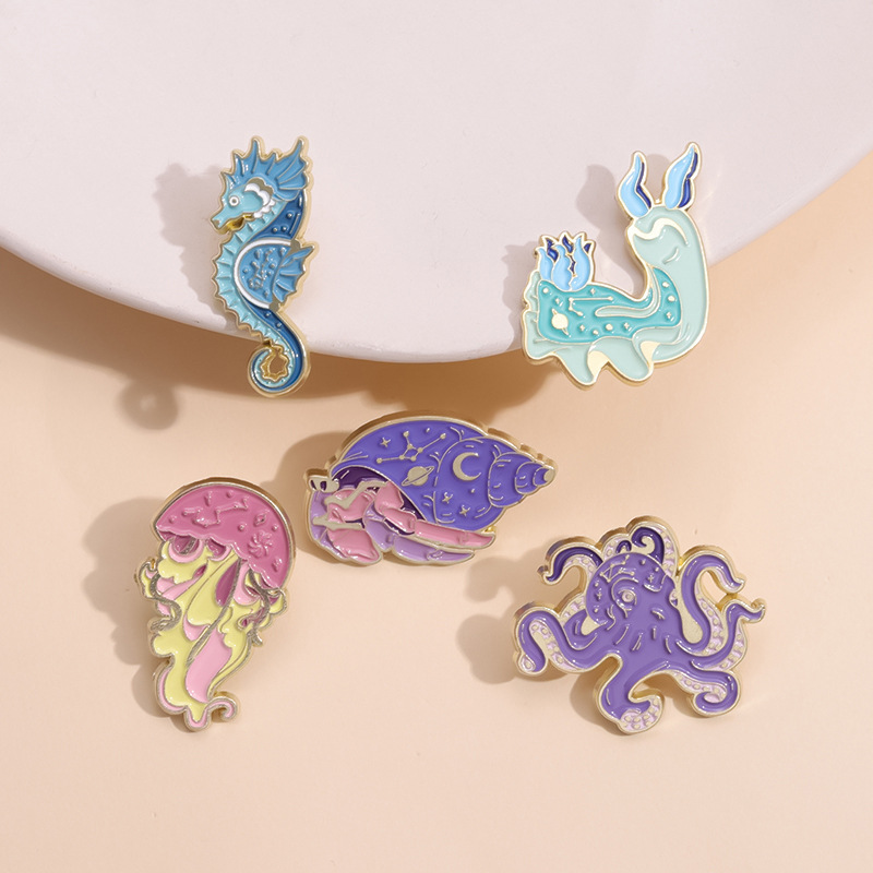 Cute Conch Hippocampus Octopus Alloy Plating Unisex Brooches display picture 5