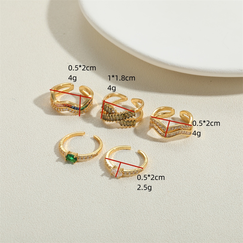 Wholesale Elegant Simple Style Geometric Copper Plating Inlay Zircon Open Rings display picture 10