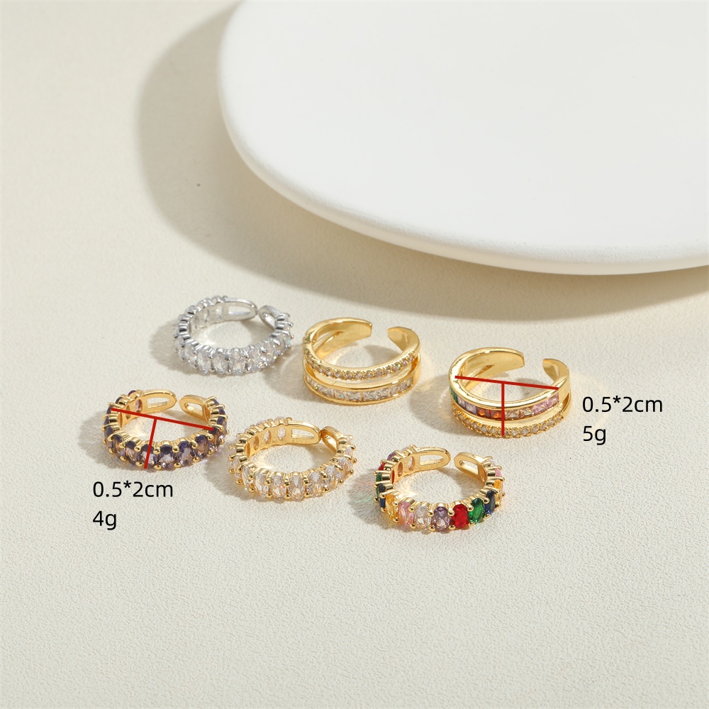 Wholesale Glam Shiny Geometric Copper Plating Inlay Zircon Open Rings display picture 8