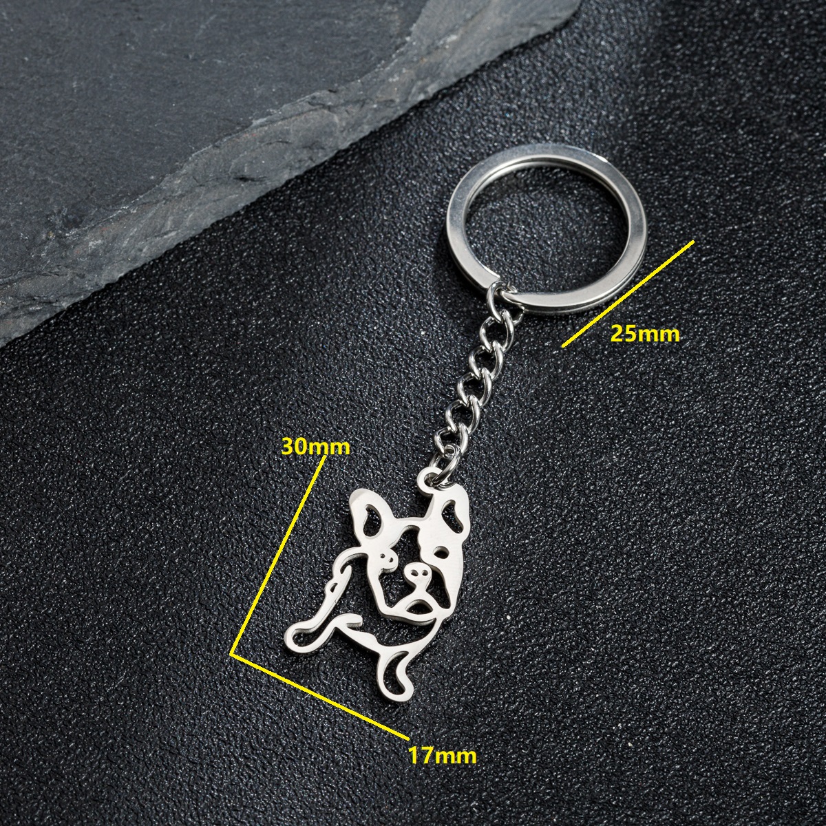 Japanese Style Sweet Artistic Animal Dog Stainless Steel Polishing Bag Pendant Keychain display picture 5