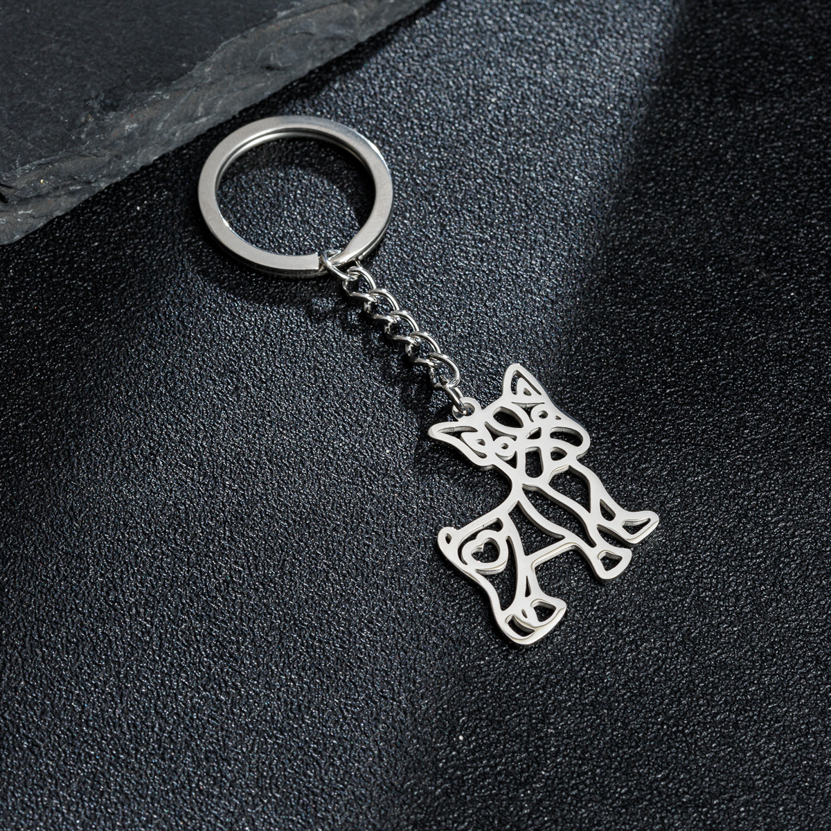 Japanese Style Sweet Artistic Animal Dog Stainless Steel Polishing Bag Pendant Keychain display picture 3