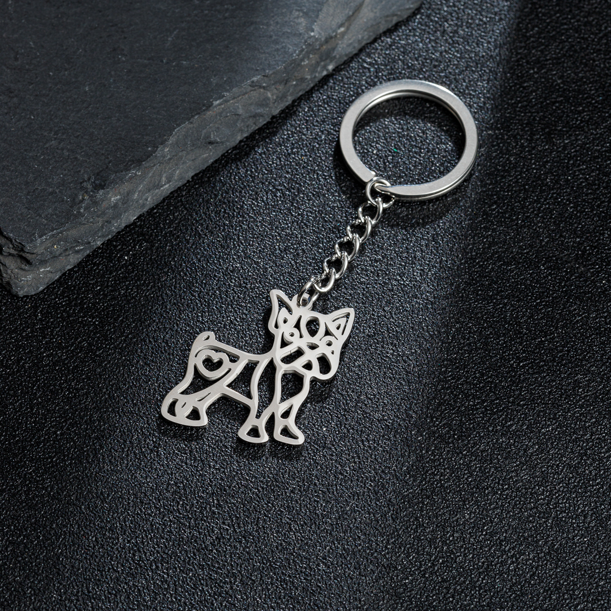 Japanese Style Sweet Artistic Animal Dog Stainless Steel Polishing Bag Pendant Keychain display picture 4