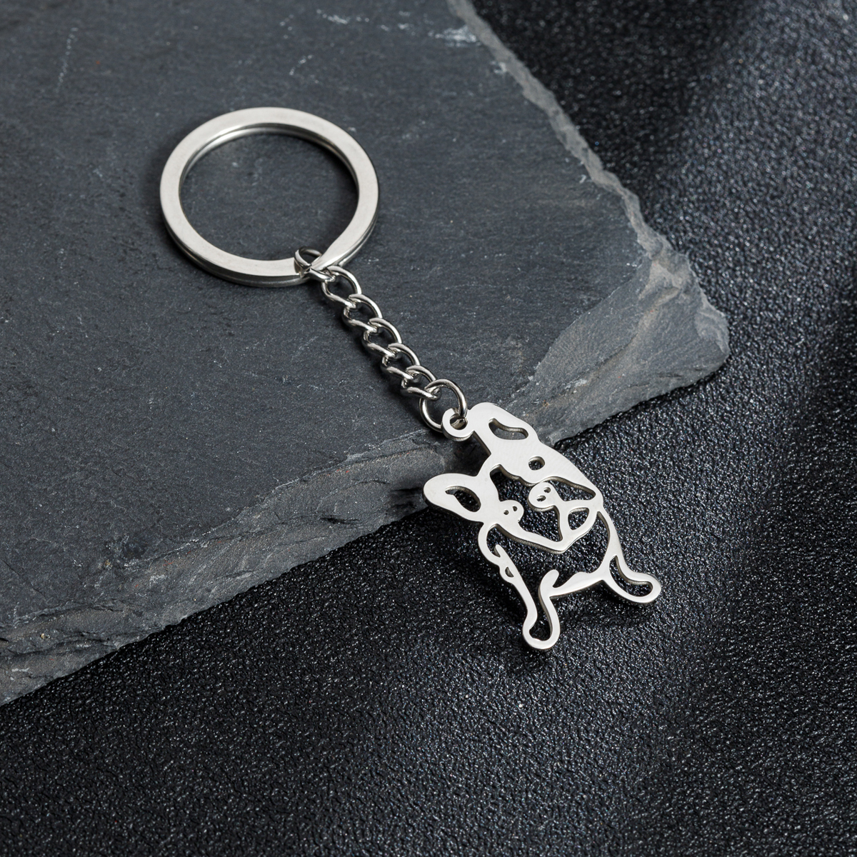 Japanese Style Sweet Artistic Animal Dog Stainless Steel Polishing Bag Pendant Keychain display picture 7