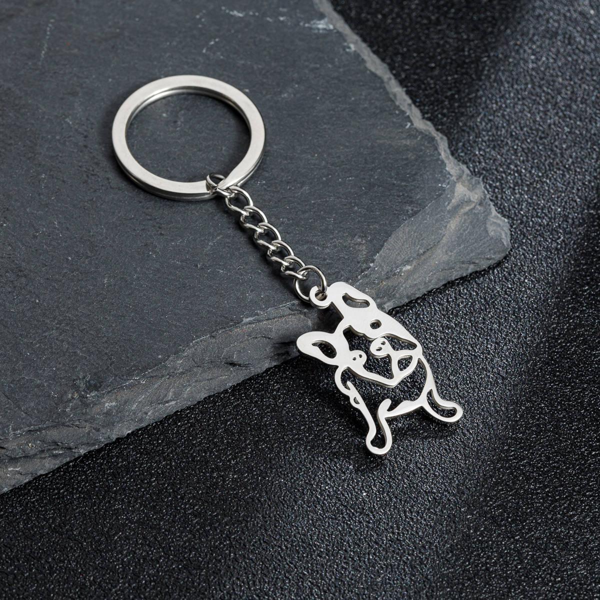 Style Japonais Sucré Artistique Animal Chien Acier Inoxydable Polissage Pendentif De Sac Porte-clés display picture 7