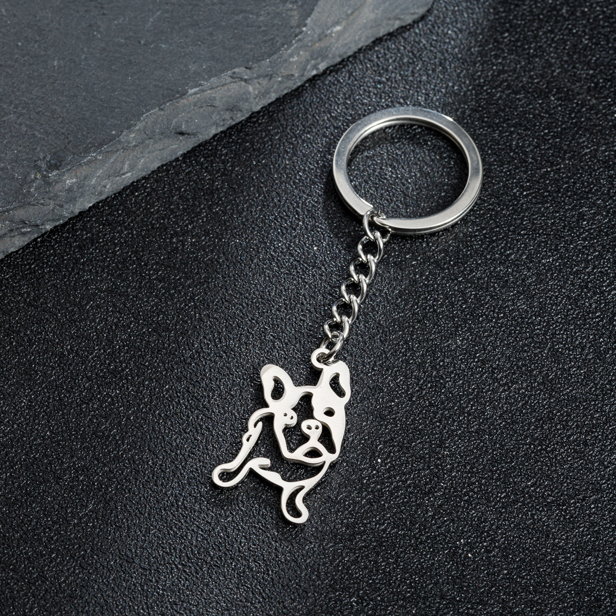 Japanese Style Sweet Artistic Animal Dog Stainless Steel Polishing Bag Pendant Keychain display picture 8