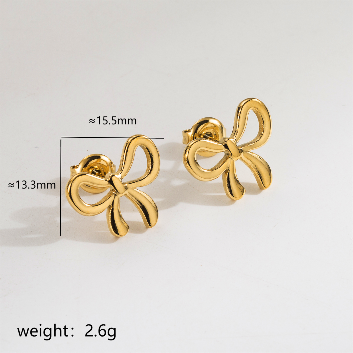 1 Pair Cute Simple Style Classic Style Bow Knot Plating Stainless Steel 18k Gold Plated Ear Studs display picture 2