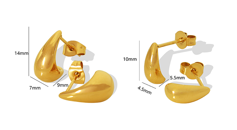 1 Pair Simple Style Water Droplets Plating Titanium Steel 18k Gold Plated Ear Studs display picture 1