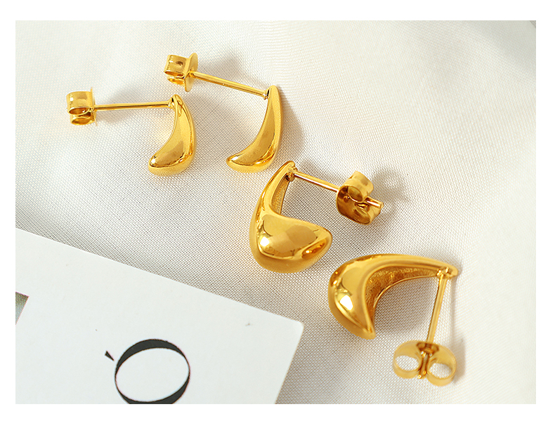 1 Pair Simple Style Water Droplets Plating Titanium Steel 18k Gold Plated Ear Studs display picture 4