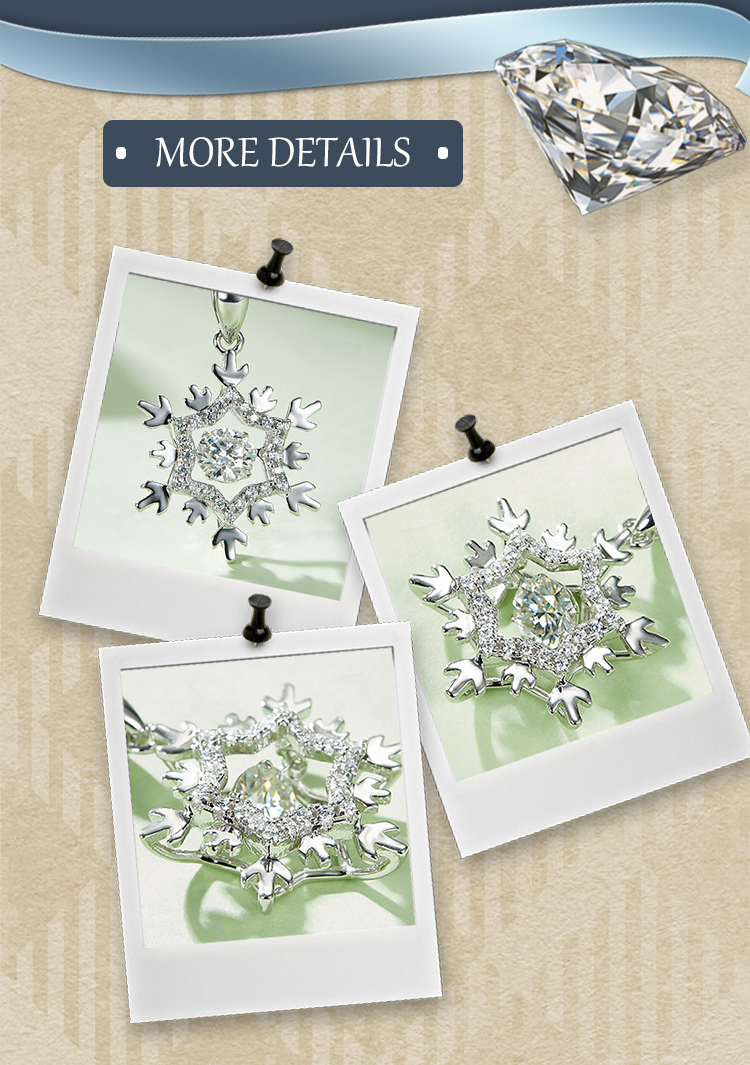 Sterling Silber Einfacher Stil Schneeflocke GRA Überzug Inlay Moissanit Halskette display picture 8