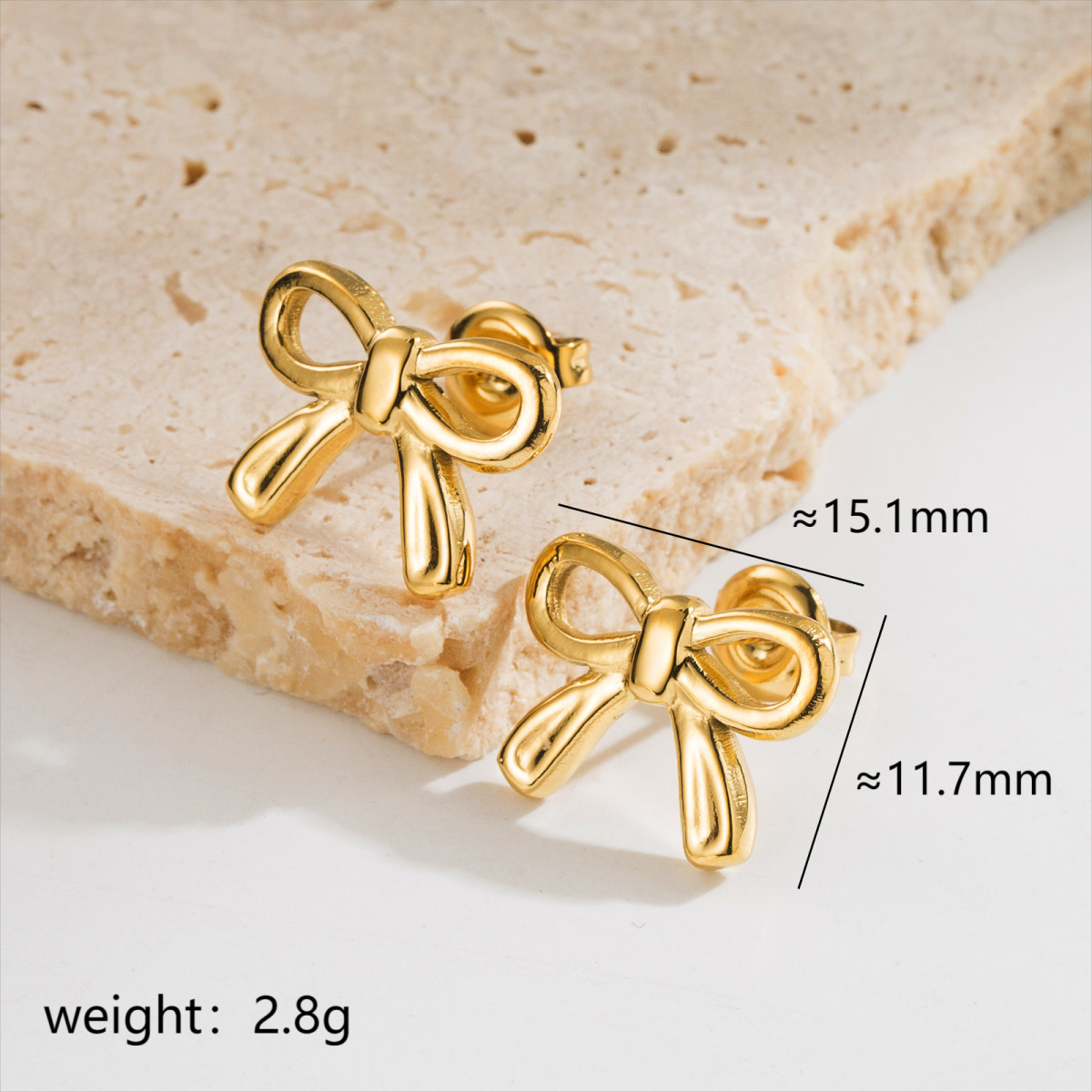 1 Pair Elegant Simple Style Classic Style Bow Knot Plating Stainless Steel 18k Gold Plated Ear Studs display picture 2