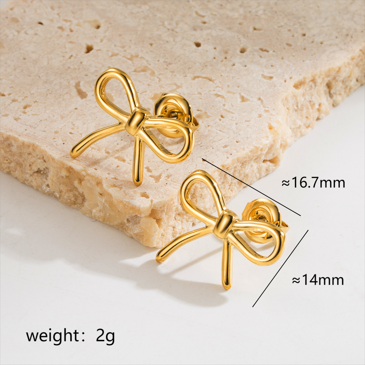 1 Pair Elegant Simple Style Classic Style Bow Knot Plating Stainless Steel 18k Gold Plated Ear Studs display picture 3