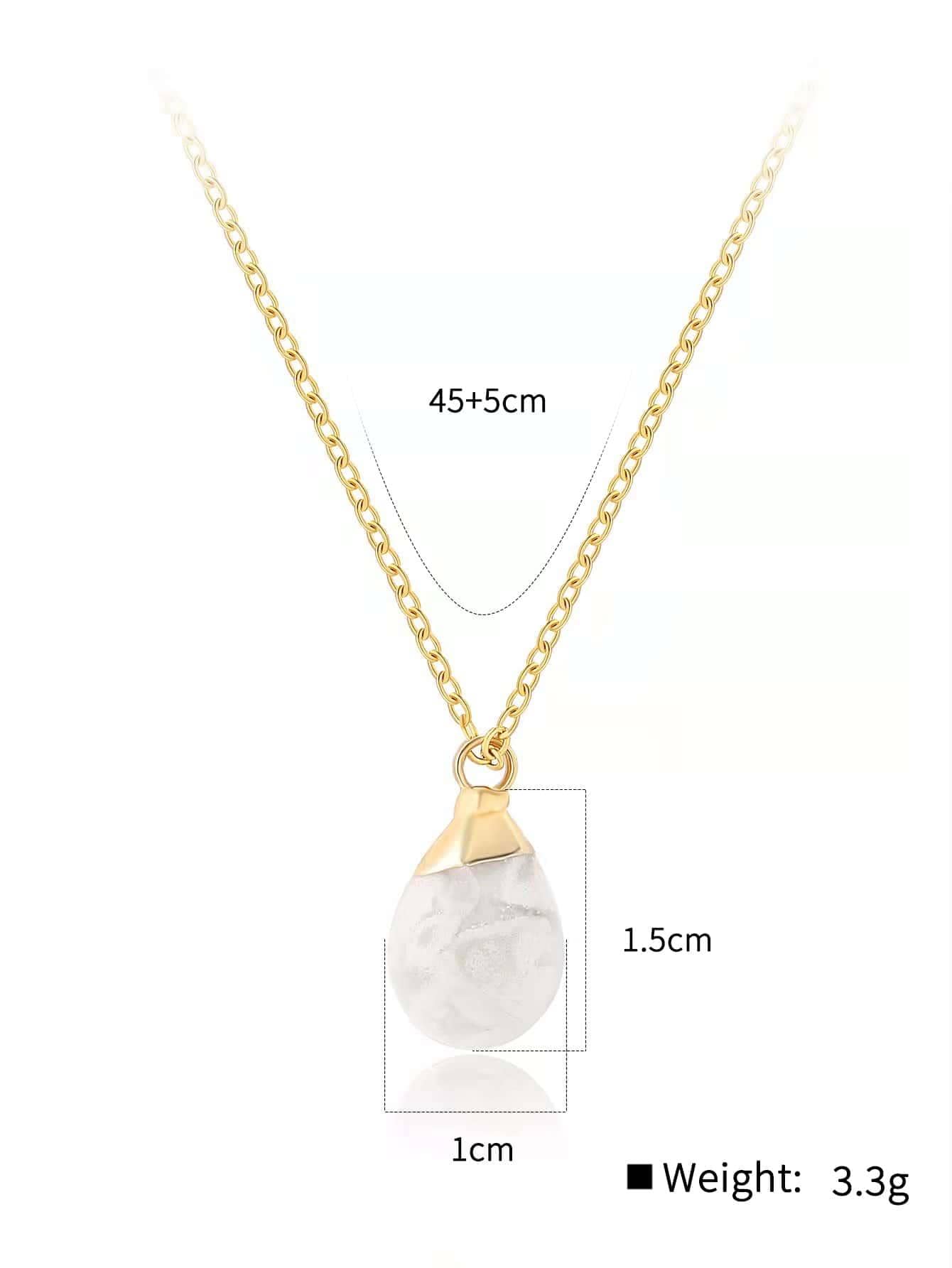Simple Style Circle Water Droplets Copper Plating Inlay Natural Stone 18k Gold Plated Pendant Necklace Necklace display picture 6