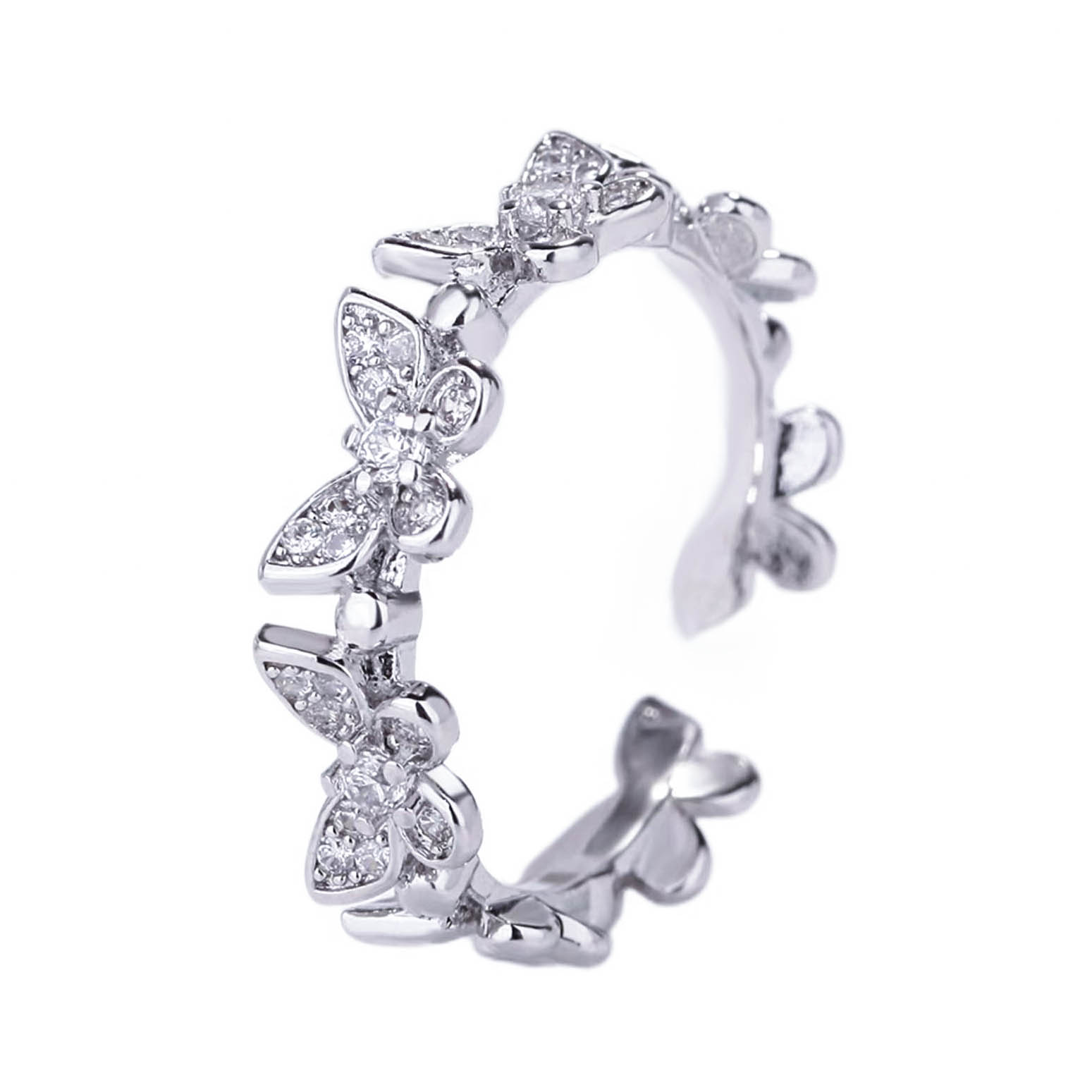 De Gros Style Simple Papillon Le Cuivre Placage Incruster Zircon Anneau Ouvert display picture 3