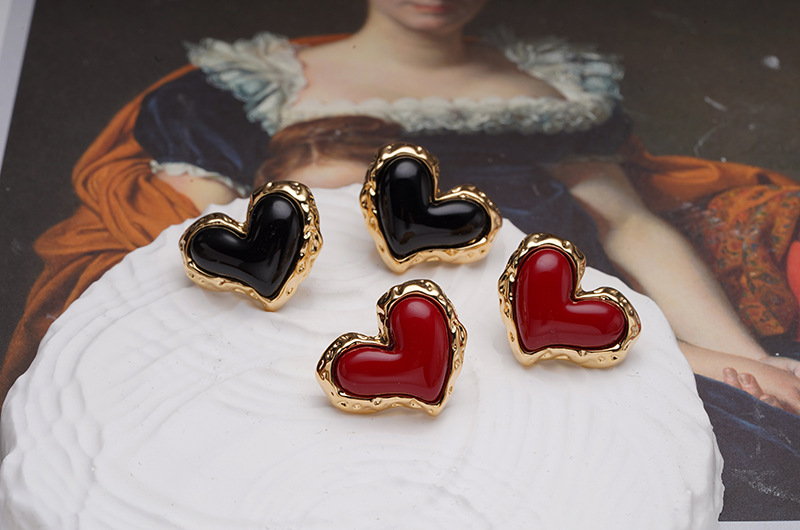 1 Pair Ig Style Heart Shape Plating Inlay Copper Gem Gold Plated Ear Studs display picture 1