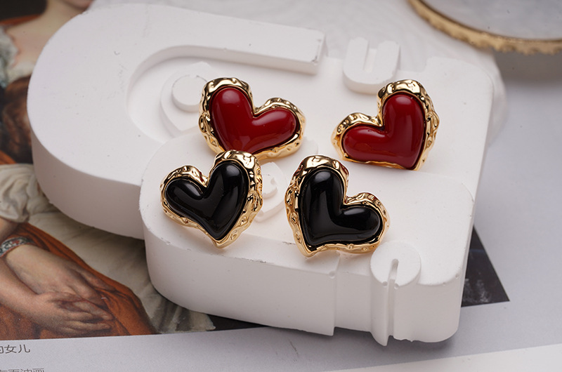 1 Pair Ig Style Heart Shape Plating Inlay Copper Gem Gold Plated Ear Studs display picture 2