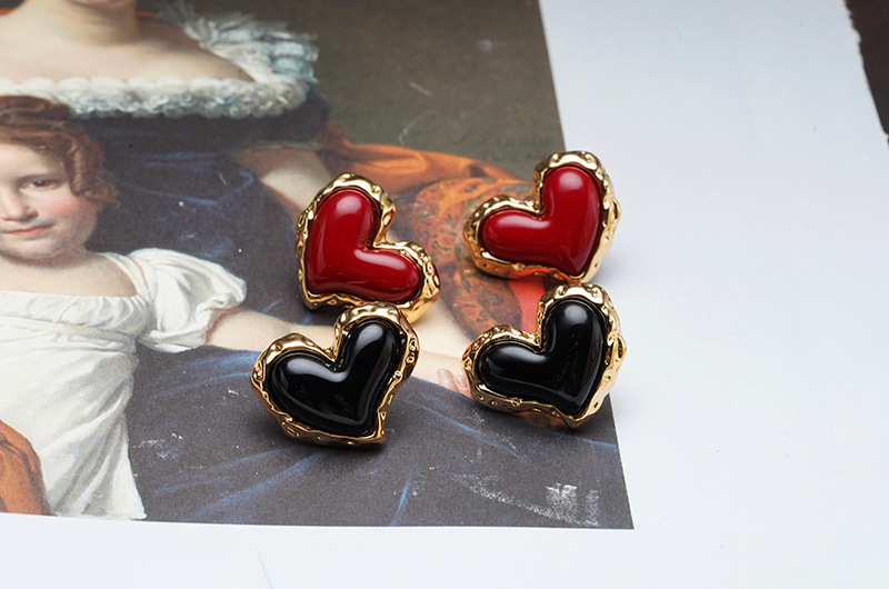 1 Pair Ig Style Heart Shape Plating Inlay Copper Gem Gold Plated Ear Studs display picture 3