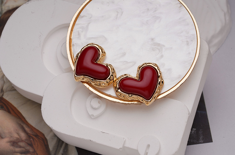 1 Pair Ig Style Heart Shape Plating Inlay Copper Gem Gold Plated Ear Studs display picture 4