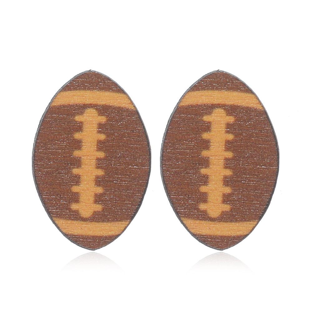 1 Paire Des Sports Rugby Peint Bois Boucles D'oreilles display picture 12