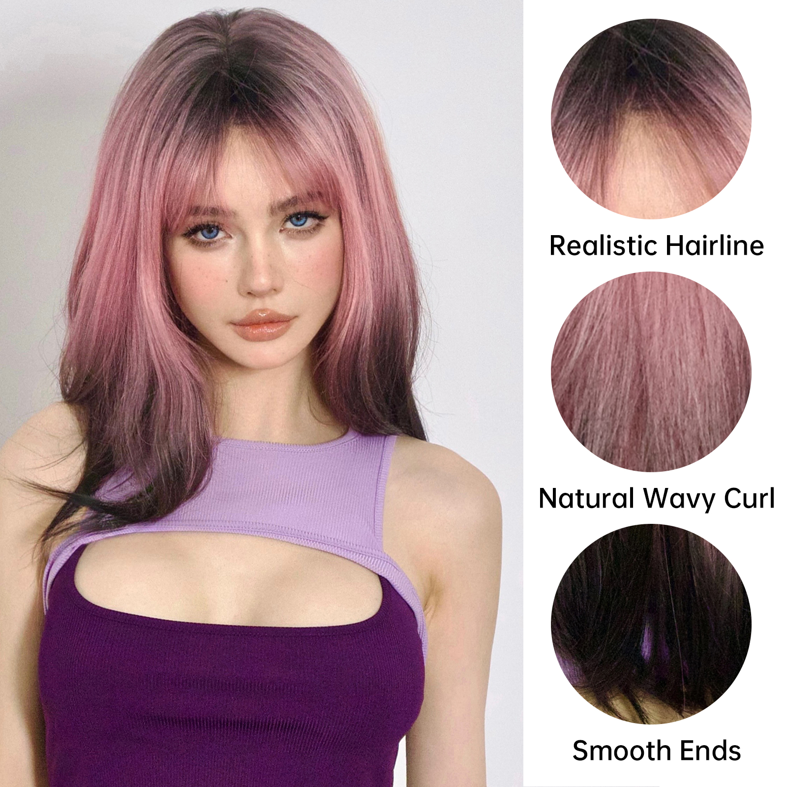 Women's Casual Sweet Casual Holiday Chemical Fiber Bangs Long Straight Hair Wig Net display picture 4
