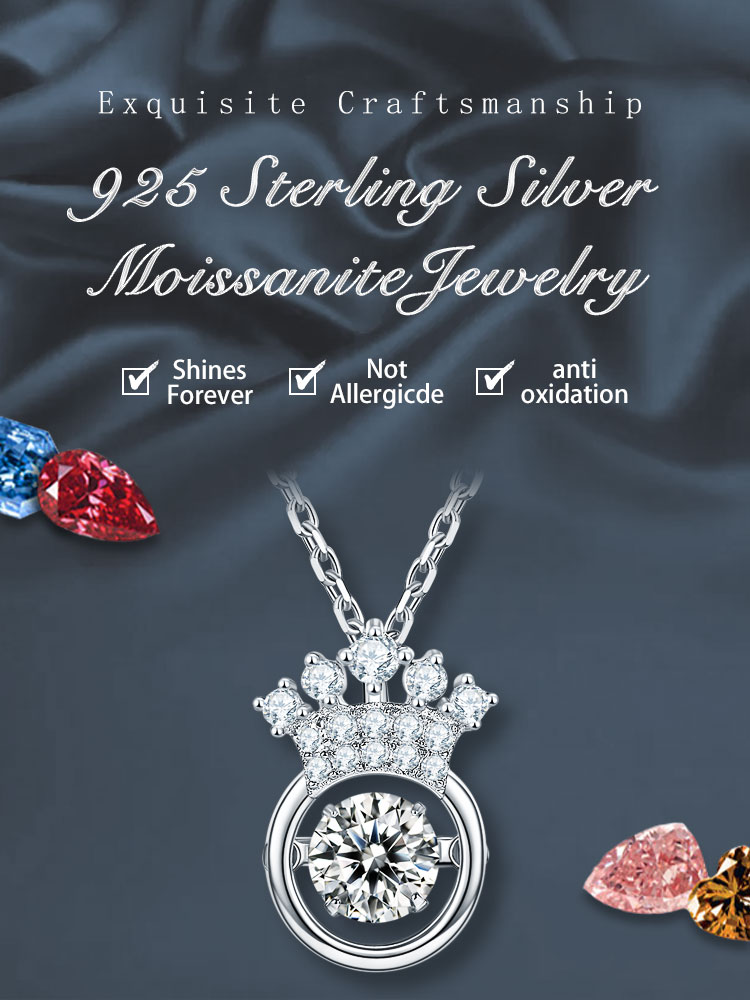 Sterling Silber Elegant Königin Krone Gra Überzug Inlay Moissanit Halskette Mit Anhänger display picture 1