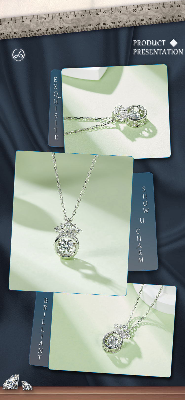 Sterling Silber Elegant Königin Krone Gra Überzug Inlay Moissanit Halskette Mit Anhänger display picture 4