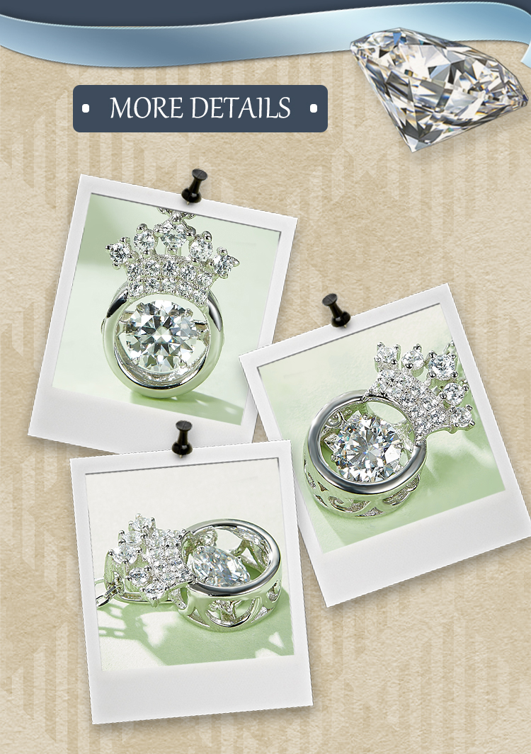 Sterling Silber Elegant Königin Krone Gra Überzug Inlay Moissanit Halskette Mit Anhänger display picture 7